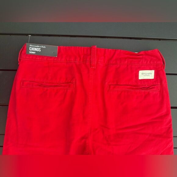Y2K Abercrombie & Fitch Red Skinny Chinos Button Fly Mens size 31x32 NWT - Picture 5 of 11